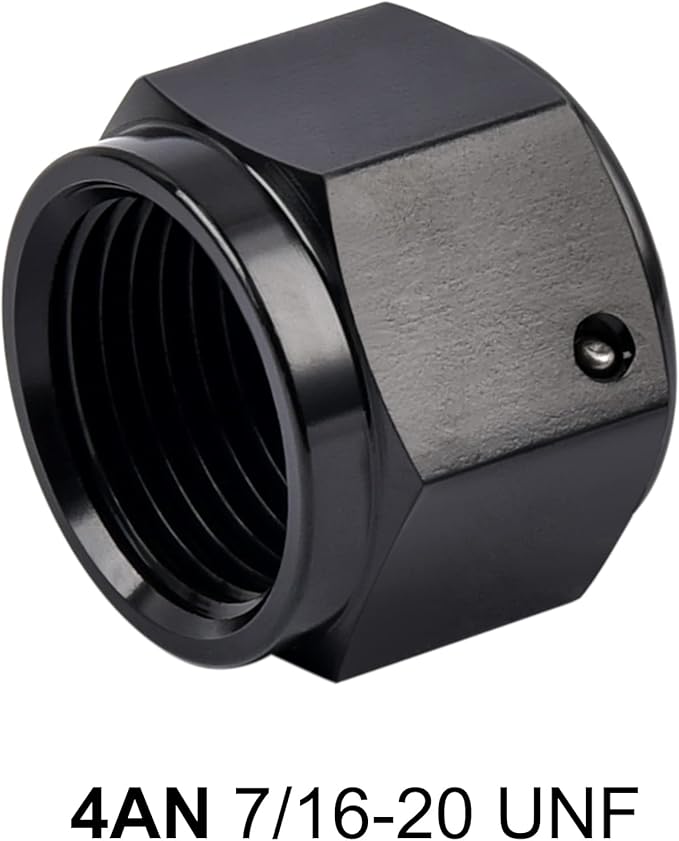 EVIL ENERGY 4AN Flare Cap Block off Fitting Plug Black 2PCS
