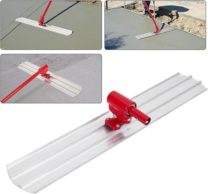 48"x8" Bull Float Kit, Aluminum Magnesium Alloy Concrete Float with Adjustable Bracket, Round End Blade, Multi-Angle Concrete Finishing Tool for Smooth Plastering and Leveling