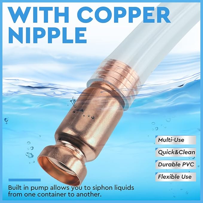 HORUSDY 10FT Multi-Purpose Super Easy Siphon Pump, 1/2??Valve, Durable Virgin Grade Tubing for Gas & Water Transfer, Ideal Siphon Hose for Boats, Cars, Emergency Use, and More