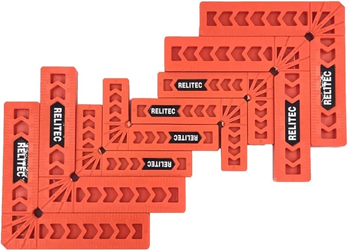 Relitec R 90 Degree Corner Clamp Clamping Squares Woodworking Tools Positioning Squares Right Angle Clamp Wood Clamps for Gluing Cabinets Picture Frames or Drawers Set of 8（3" 4"）