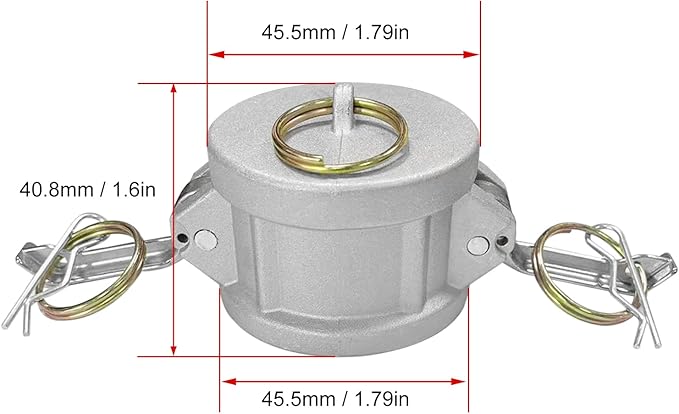 2PCS Cam and Groove Fitting, Aluminum, Type DC, 1" Dust Cap, with 2PCS Camlock Gasket Fitting