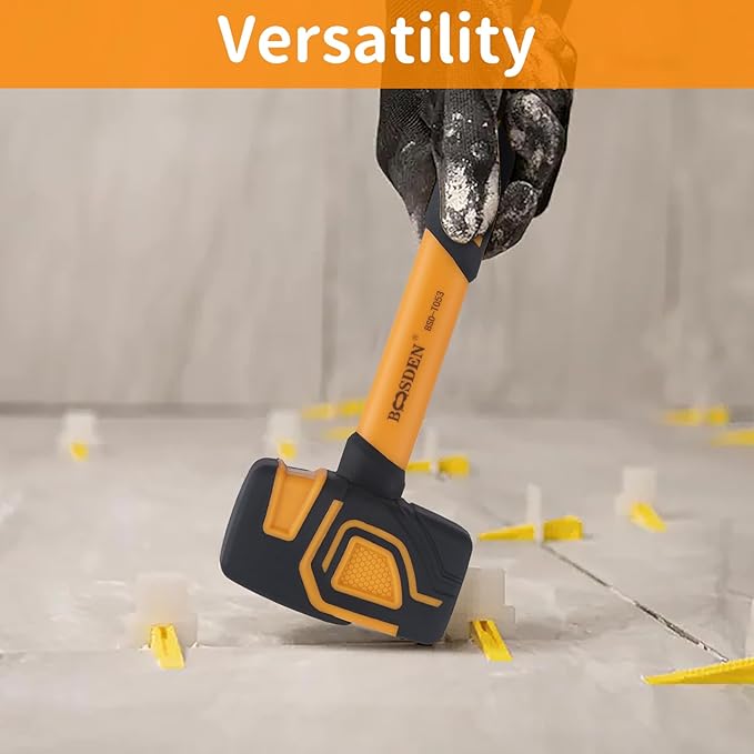 BOOSDEN Rubber Mallet, 20 oz Rubber Mallet Hammer, Rubber Hammer with Hook, Mallet Hammer with Solid Head & Ergonomic Grip Handle, Soft Face Hammer, No Damage for Flooring, Woodworking and Camping