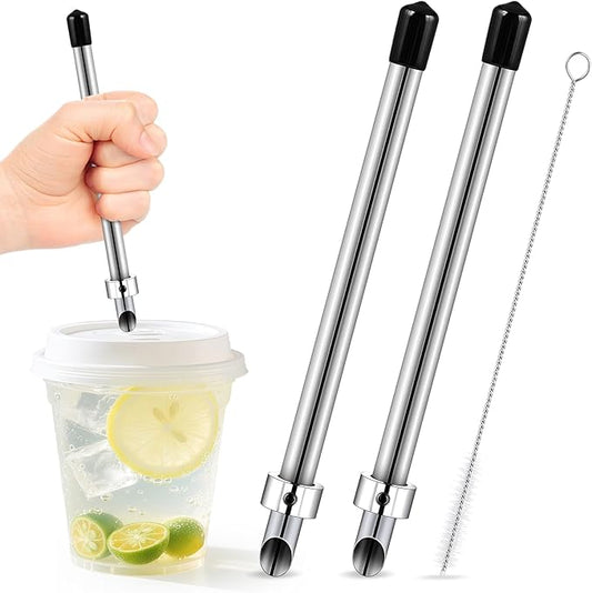 Zkptops 3 Pack Straw Puncher for Plastic Lids Lemonade Cups Stainless Steel Straw Hole Puncher for Deli Containers Fresh Squeezed Lemonade Stand Supplies Kit Includes Punching Tool Cleaning Brushes