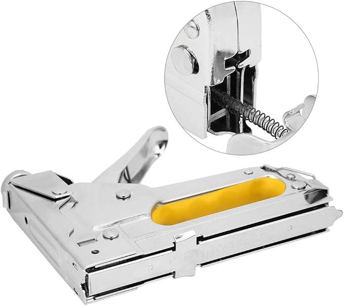 Framing Stapler, Staple Tacker, Hand Operated Nailing Tool for Carton Making, Packaging, Furniture, 3 Use Silver
