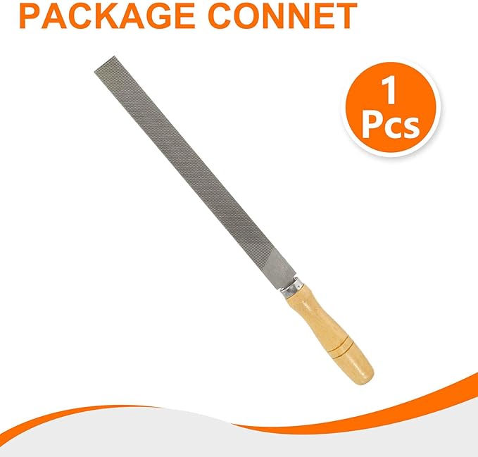 HARFINGTON Flat Coarse Cut File 12" Double Cut Teeth High Carbon Steel Hand Rasp File with Wood Handle for Metal Wood Deburring Removing