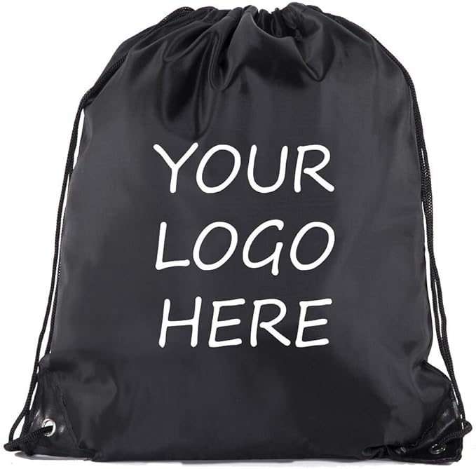 Mato & Hash Custom Bags With Your Logo | 10PK Promotional Drawstring Backpack - 10PK Black CE2500