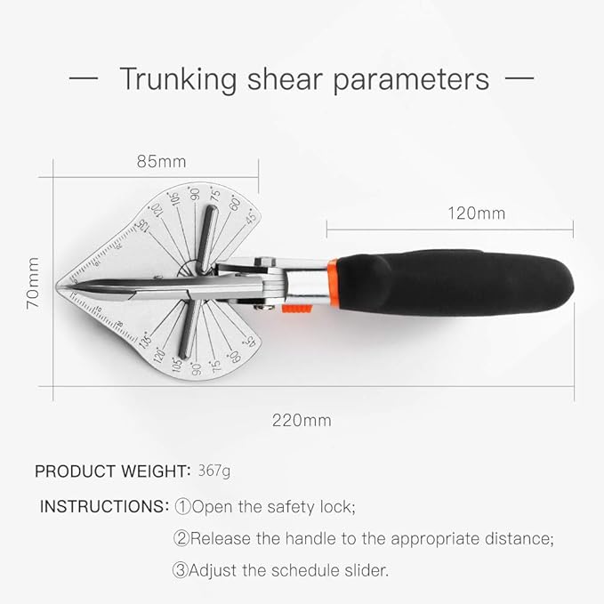 Multi Angle Miter Shear Cutter Hand Tools,45-135 Degree Adjustable Angle Scissors Trim Shears Tools for Vinyl Wood Molding Trim, 2 Extra Spare Blades Included