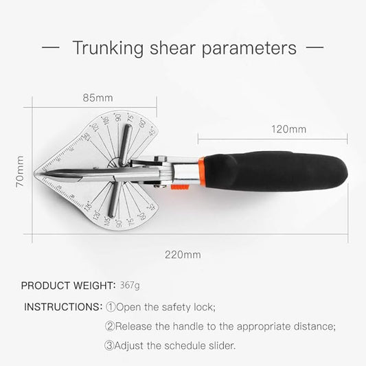 Multi Angle Miter Shear Cutter Hand Tools,45-135 Degree Adjustable Angle Scissors Trim Shears Tools for Vinyl Wood Molding Trim, 2 Extra Spare Blades Included