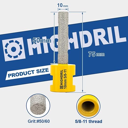 Diamond Milling Bit for Enlarging and Shaping Hole,HIGHDRIL 2pcs Diameter 10MM (3/8") Dry Drilling Core Bit for Porcelain,Hard Ceramic,Granite and Marble