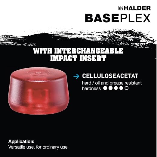 Halder 3906.050 Baseplex 2 lb. Mallet with Red Cellulose Acetate Inserts on Both Sides, Zinc Die Cast Housing, and Wood Handle