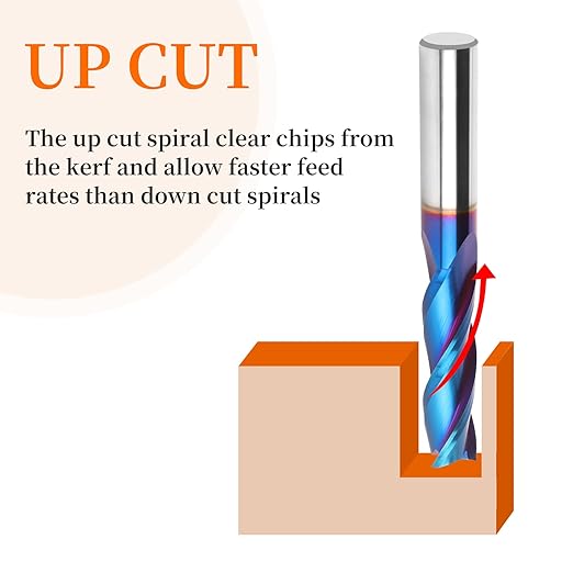Upcut Spiral Router Bit 3-Flute with 1/2??Shank, Extra Long (4 inch), 1/2??Cutting Diameter, 2??Cutting Length, Carbide CNC Router Bits nACo Coated End Mill for Wood Mortises Carving Engraving