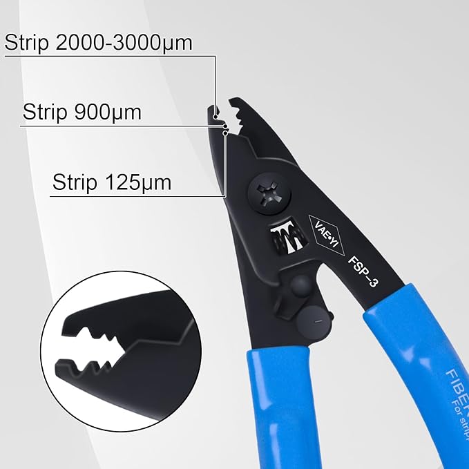 VAE쨌YI Fiber Stripper,HRC??0,Cable Stripper,Klein Wire Stripper,Fiber Optic Tools,Fiber Splicing Tools,Fiber Stripping Tool,High-carbon steel with Bule Anti Slip Handle (FSP-3)