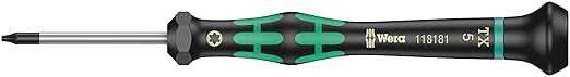 Wera 05118181001 Kraftform Micro 2067 Torx HF Electronics Precision Screwdriver, TX5 Head, 40mm Blade Length