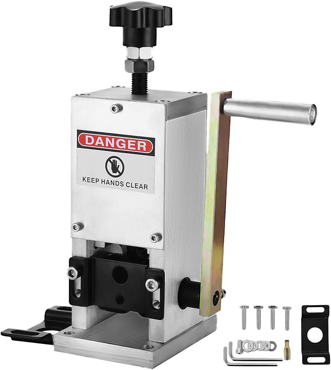 Happybuy Manual Wire Stripping Machine 0.06-0.98 inches, Wire Stripper Machine with Hand Crank Portable, Wire Stripping Tool Aluminum Construction,for Scrap Copper Recycling