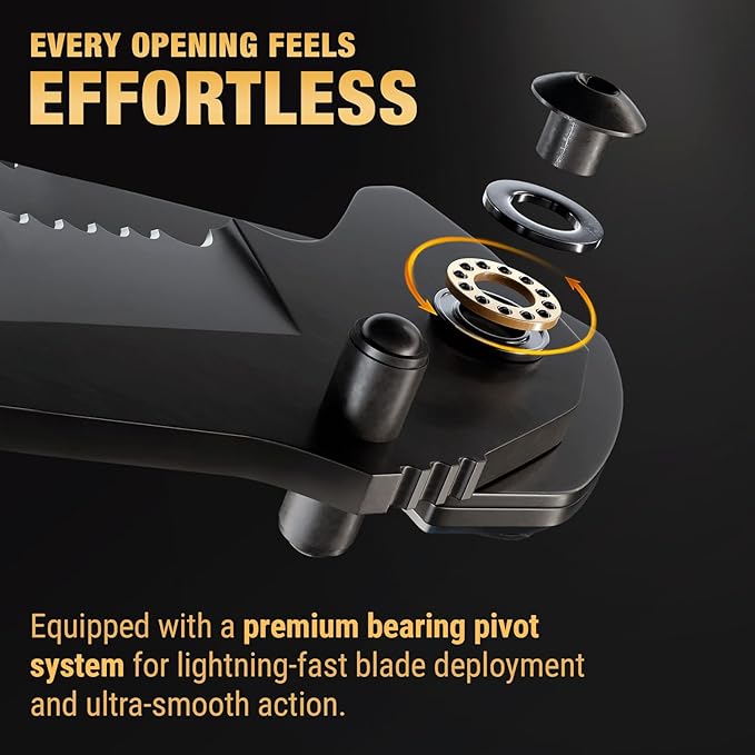 GOOD WORKER Legal Pocket Knife with 2.95??Serrated Blade, Glass Breaker, Seat Belt Cutter - EDC Sharp Folding Knives with Portable Clip - Small Tool for Tactical Camping Survival Hiking - Gifts for Men, Women