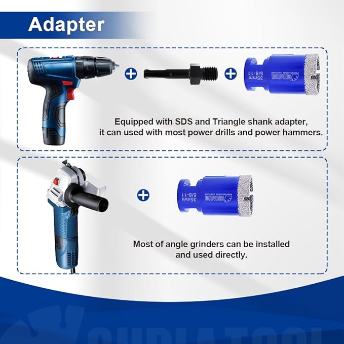 SHDIATOOL Diamond Core Drilling Bits Set for Porcelain Hole Saw Cutter for Tile Marble Ceramic Granite Kit 5/8-inch-11 8pieces