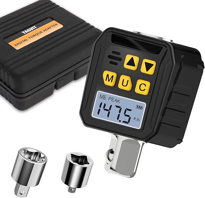 1/2??Drive Digital Torque Adapter, 7.38-147.5 Ft-lb/10-200 Nm Digital Torque Wrench Converter with 3/8" and 1/4" Adapters for Bicycle Motorcycle Car Repair