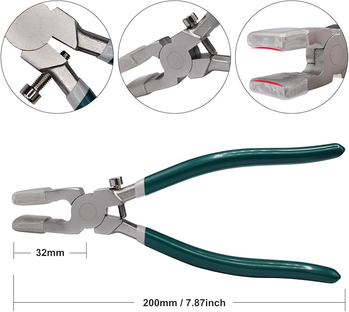 2 Pcs Heavy Duty Glass Cutting Pliers, Glass Running Pliers Tips with Adjustable Screw, Stained Glass Tool, Tile Cutters Tool