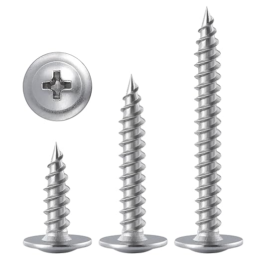 (400 pcs)#8횞1/2" Phillips Truss Head Wood Screws Stainless Steel 410 Quick Metal Self Tapping