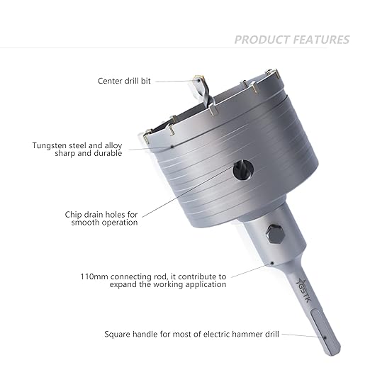 GSTK 105mm(4-1/8"),Concrete Hole Saw Kit with SDS Plus Shank, Gift with 5pcs Dust Catcher, Hole Saw Cutter for Brick、Concrete|、Cement 、Stone