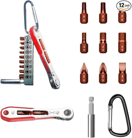 12 in 1 Right angle screwdriver 18 mm/0.7??Shortest magnetic screwdriver bits (S2 alloy steel) Mini bits set 90 Degree Offset Mini ratchet screwdriver set Dedicated to small spaces