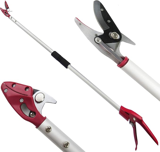 4 Feet Cut and Hold Tree Pruner, Rotation Pole Tree Trimming, Long Reach Fruit Picker, Branches Bypass Lopper