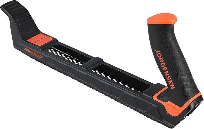 JORGENSEN Wood Plane, Professional Surform Plane, Zinc Alloy Die Casting Body, 65MN Sharp Blade, Wood Shaver Tool for Woodworking Rasp - Ergonomic Soft Grip Handle