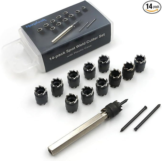 Spot Weld Cutter, Sheet Metal Hole Cutter, Punch Remover Panel Separator for Power Drill Welding Auto Body Work Tool, 3/8 Inch Drill Bit Tool (14-Pack)
