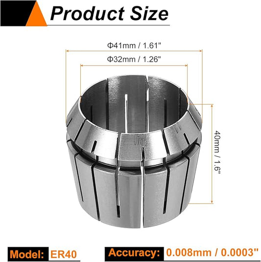 HARFINGTON Spring Collet Chuck ER40 32mm 65Mn Spring Steel Precision Router Collets for CNC Engraving Milling Lathe Tool