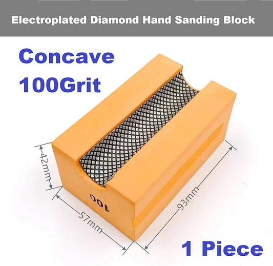Concave Electroplated Diamond Sanding Block, 100 Grit Curved Polishing Pad for Grinding Trimming Granite Marble Glass Stone Tile Wood (1 Piece)