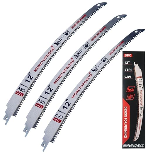 12” Arc Edge Reciprocating Saw Blade, 7TPI Japanese Teeth with Curved Edge Wood Pruning Saw Blades for Tree Trimming, Wood Cutting (3 Pack)