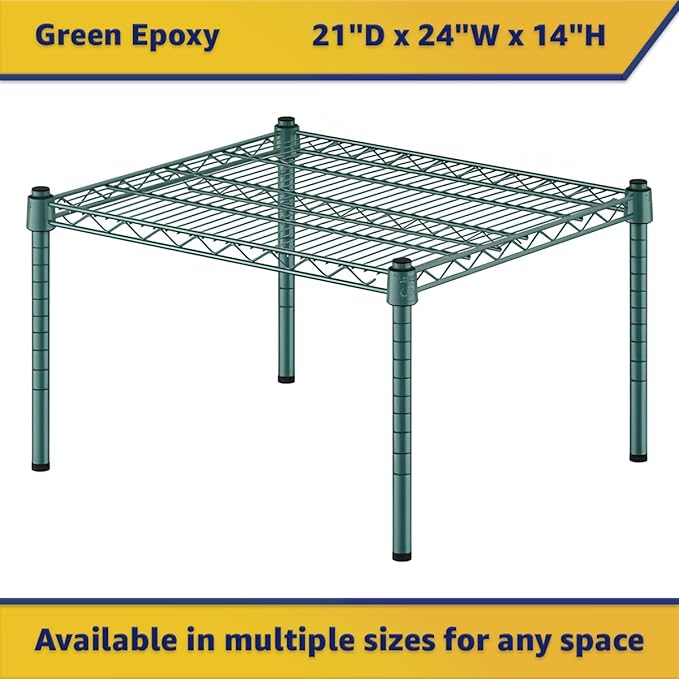 21" x 24" x 14" Green Epoxy Wire Storage Shelf, Dunnage Rack, Commercial 1 Tier Small Shelf