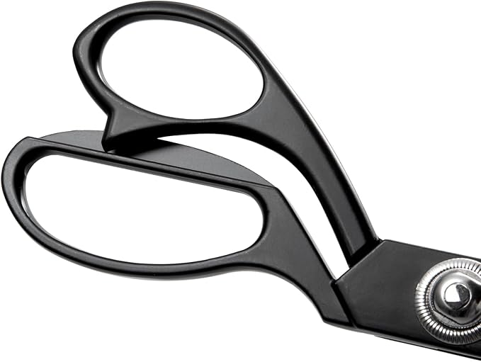 Black 8" Sharp Tailor Scissors - Stainless Steel Professional Heavy Duty Fabric and Leather Cutting Shears for Clothing, Dressmaking, Sewing, and Crafts
