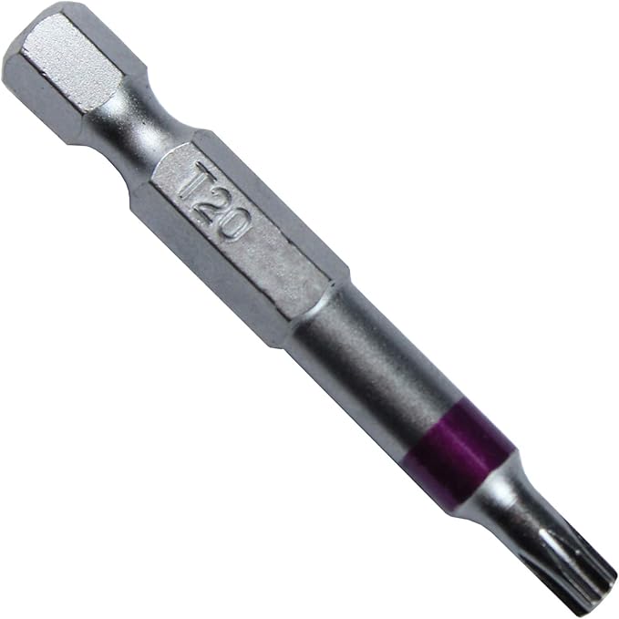 T20 x 2" Color-Coded Torx/Star Driver Bit with Quick-Change Shank - Precision Fit for T-20 Screws and Fasteners, 10-Pack