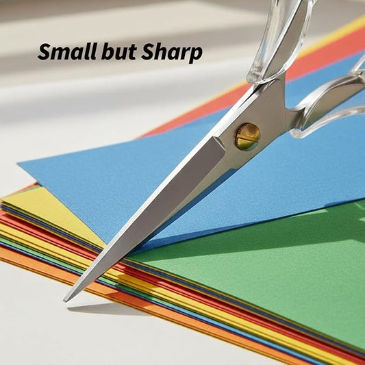 Craft Scissors with Stainless Steel Blade and Transparent Acrylic Handle, All Purpose Scissor for Office, School, Home, Fabric Shears, Tijeras 竊늇ransprent-6.3")
