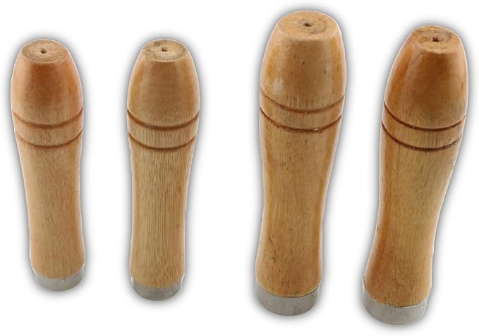 ZCZQC 4pcs Wooden File Handles with Strong Metal Collars - 2pcs Medium Handles for 6"-8" Files and 2pcs Large Handles for 10"-12" Files