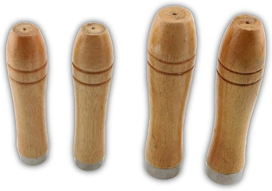 ZCZQC 4pcs Wooden File Handles with Strong Metal Collars - 2pcs Medium Handles for 6"-8" Files and 2pcs Large Handles for 10"-12" Files