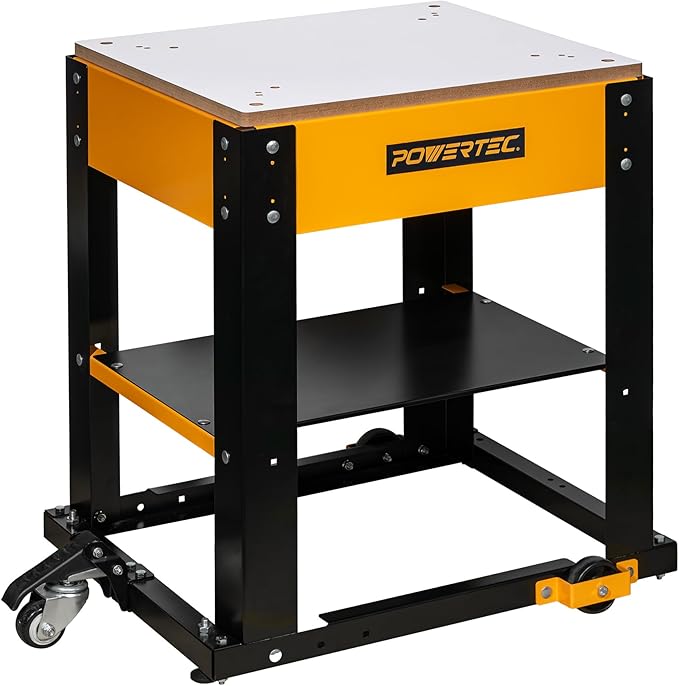 POWERTEC Tool Stand with Wheels, Casters & Melamine MDF Table Top, Power Tool Stand for Miter Saw, Drill Press, Belt Sander, Bench Grinder, Band Saw, Scroll Saw, Planer (UT1008V)