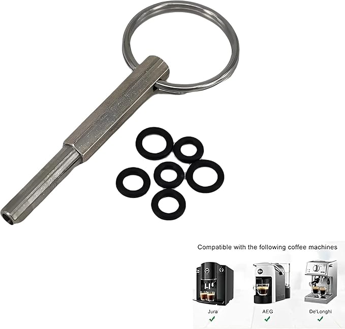 Universal Coffee Machine Wrench Set with Rubber Ring, Compatible with Jura, Krups, AEG & Other Oval Portafilter Espresso Machines, Repair Tool Kit for Home Baristas
