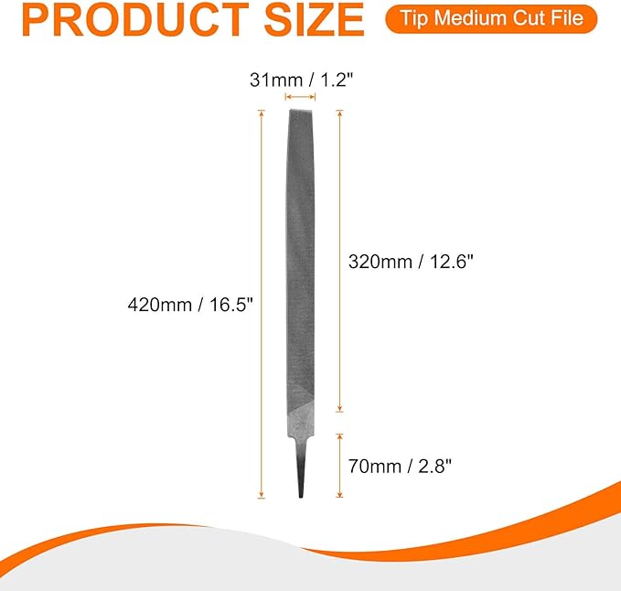 HARFINGTON Tip Medium Cut File 14" Double Cut Teeth High Carbon Steel Hand Rasp File without Handle for Metal Wood Deburring Removing