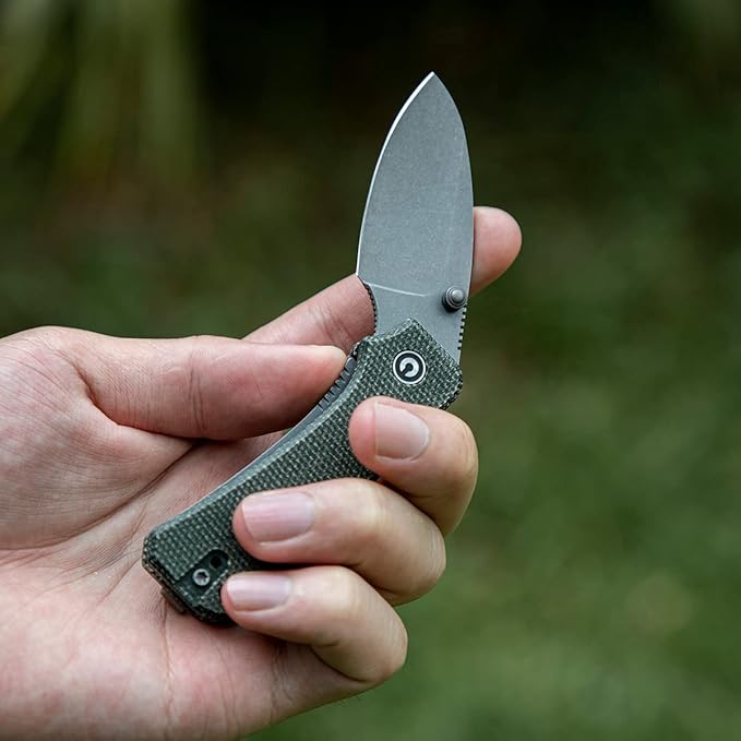 CIVIVI Baby Banter Pocket Knife for EDC, Ben Petersen Folding Knife with 2.34 in Nitro V Blade Green Micarta Handle, Titanium Thumb Stud Opener C19068SB-1(Green)