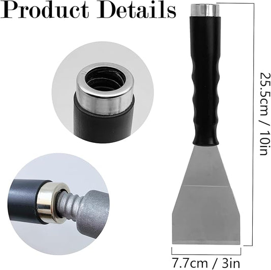 WYPROCEED 3 Inch Bent Scraper, Stainless Steel Paint Scraper with Anti Slip Rubber Handle, Heavy Duty Putty Knife for Wood, Mental Paint Remover Scraper Tool