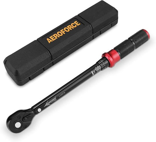 AEROFORCE 3/8-Inch Drive Torque Wrench竊?-45 lb.ft / 6.8-61.2 Nm),72 Tooth Dual Direction Reversible Ratchet, Dual Range Scales, Precision Calibrated for Bike, Motorcycle and Car Repair