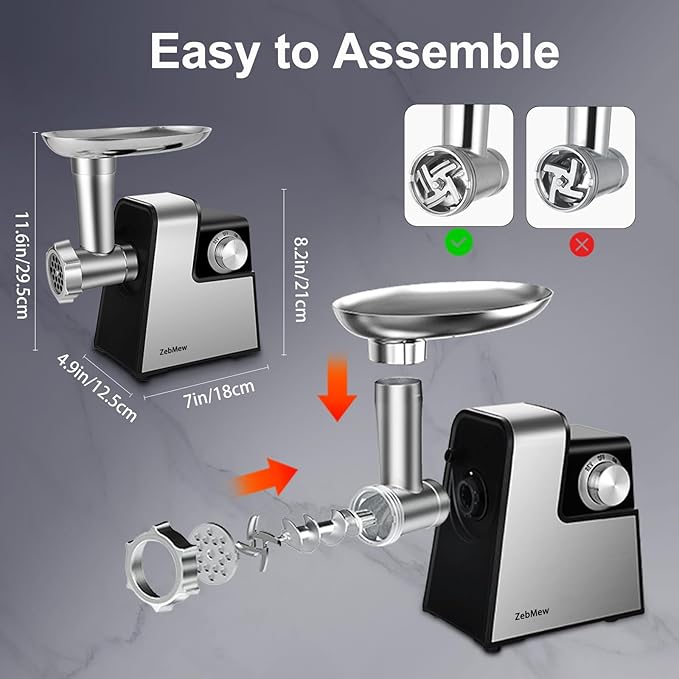 Electric Meat Grinder, 350W(2800W Max) Power Food Grinder with Sausage Stuffer Tubes, Dumpling Maker, and Kubbe Kit, Small Meat Grinder for Home Use 竊똣or Ground Beef, Deer, Chicken, and More