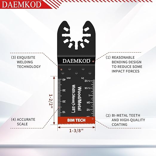 55 Pack Bi-Metal Saw Blades, Quick Release Multitool Blades for Soft Metal Hard Wood Plastic, 34MM and 44MM Multi Tool Blades Kits, Saw Bldes for Oscillating Tool Accessories