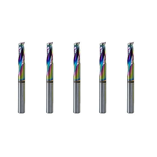 NZtools 5PCS 1/4?쇺?Flat Nose End Mill, Single Flute DLC (Ta-C) Coated CNC Cutting Bit for Aluminum, Steel, Titanium, Wood, Precision Nano End Mill for CNC Milling Machines
