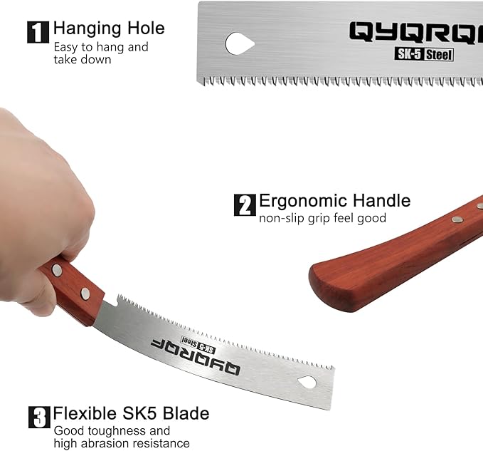 Small Hand Saw, 6" Pull Saw with 17TPI Flexible Trim Saw SK5 Flush Cut Saw for Woodworking Garden Pruning Carpentry or DIY Projects