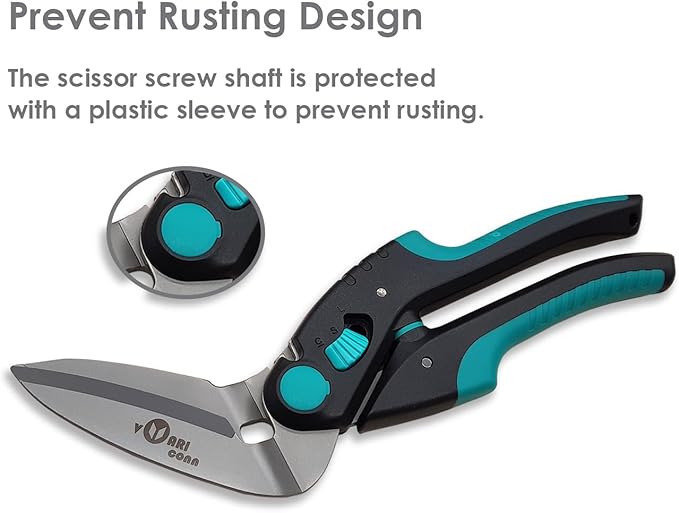 10 inch Heavy Duty Scissors, Multipurpose, Stainless Steel, Serrated Blade, Industrial Shears for Carpet, Cardboard and Recycle, Soft Grip, Easy Cutting Thick Paper, Leather, Sewing Fabric