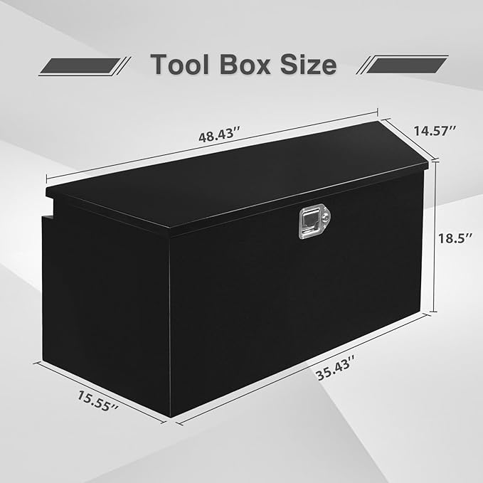 49 Inch Steel Trailer Tongue Box, Heavy Duty Tool Box for Trailer with G-Lock and 2 Keys, Suitable for Trailers and Pickup Trucks，Black（49×15×18.5 inch）