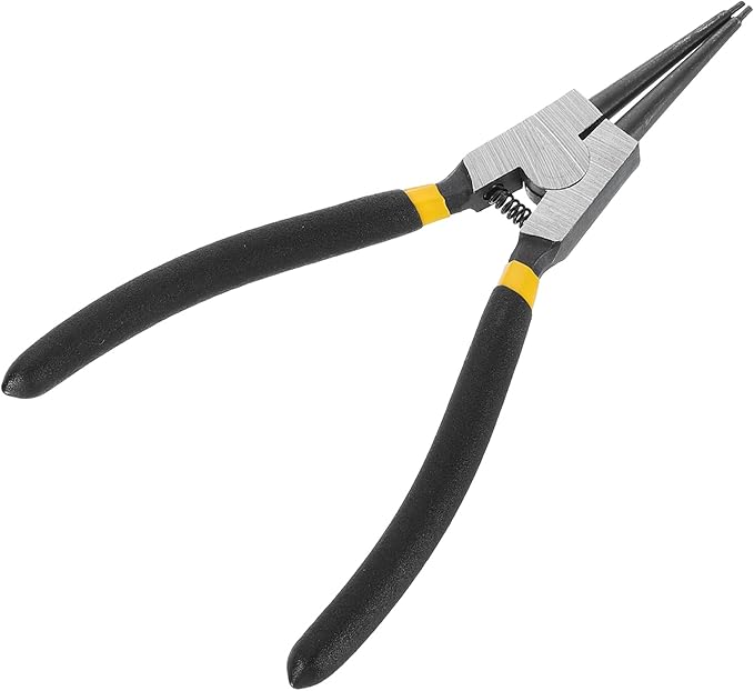 HARFINGTON Snap Ring Plier 7" External Circlip Pliers with 0.08" Straight Jaw Tip for Ring Remove Retaining Pliers, Black